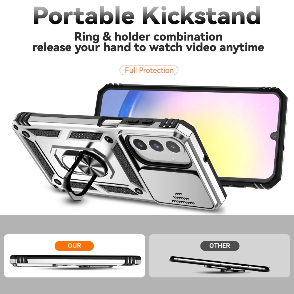 Gyűrűálló borítás Samsung Galaxy A26 5G készülékhez - ezüst színű