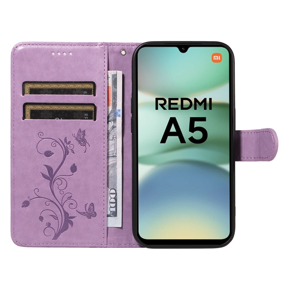 Virágok könyv tok Xiaomi Redmi A5 (173.45x79.35x8.45mm) - világos lila