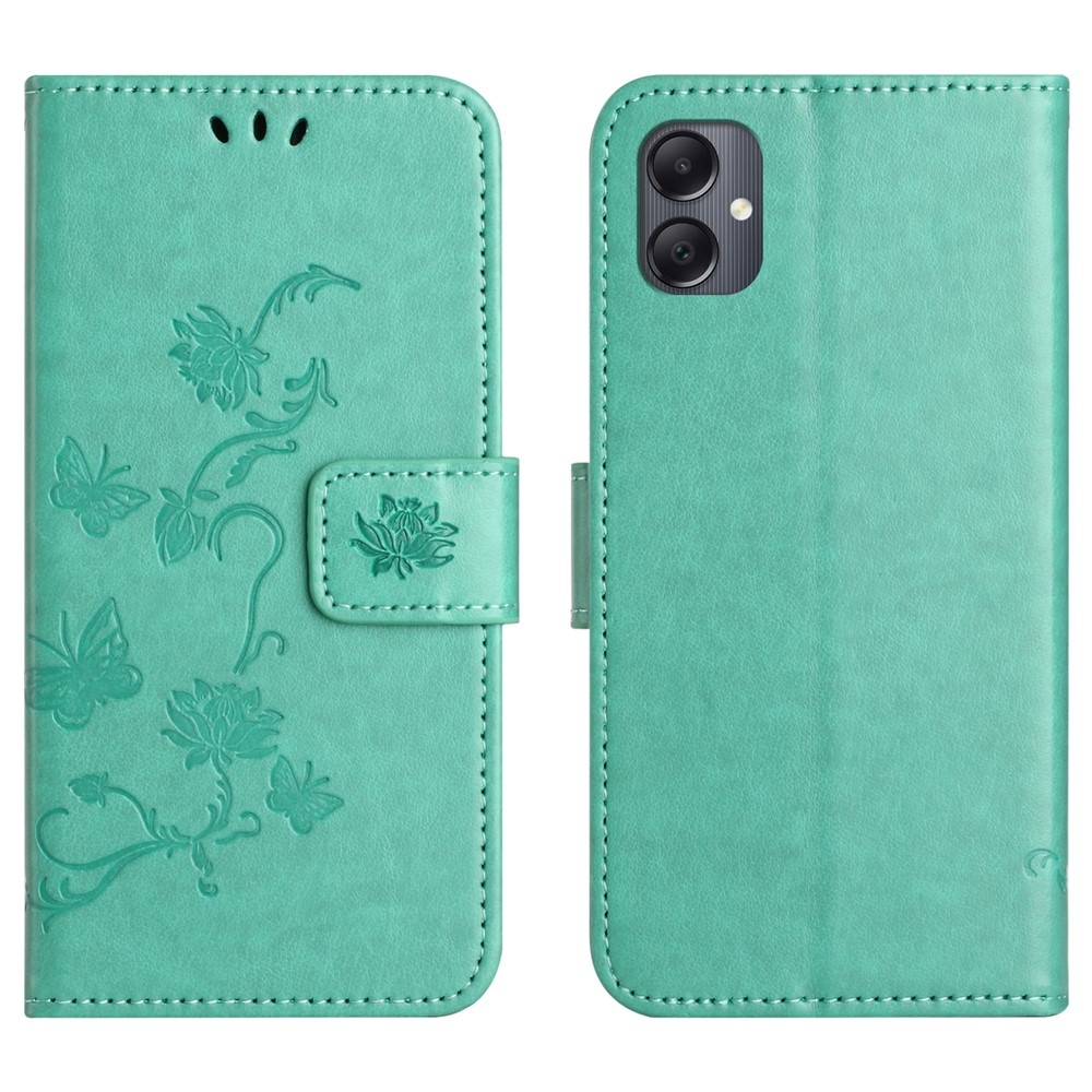 Virágos könyvtáska Samsung Galaxy A07 4G készülékhez - teal színű