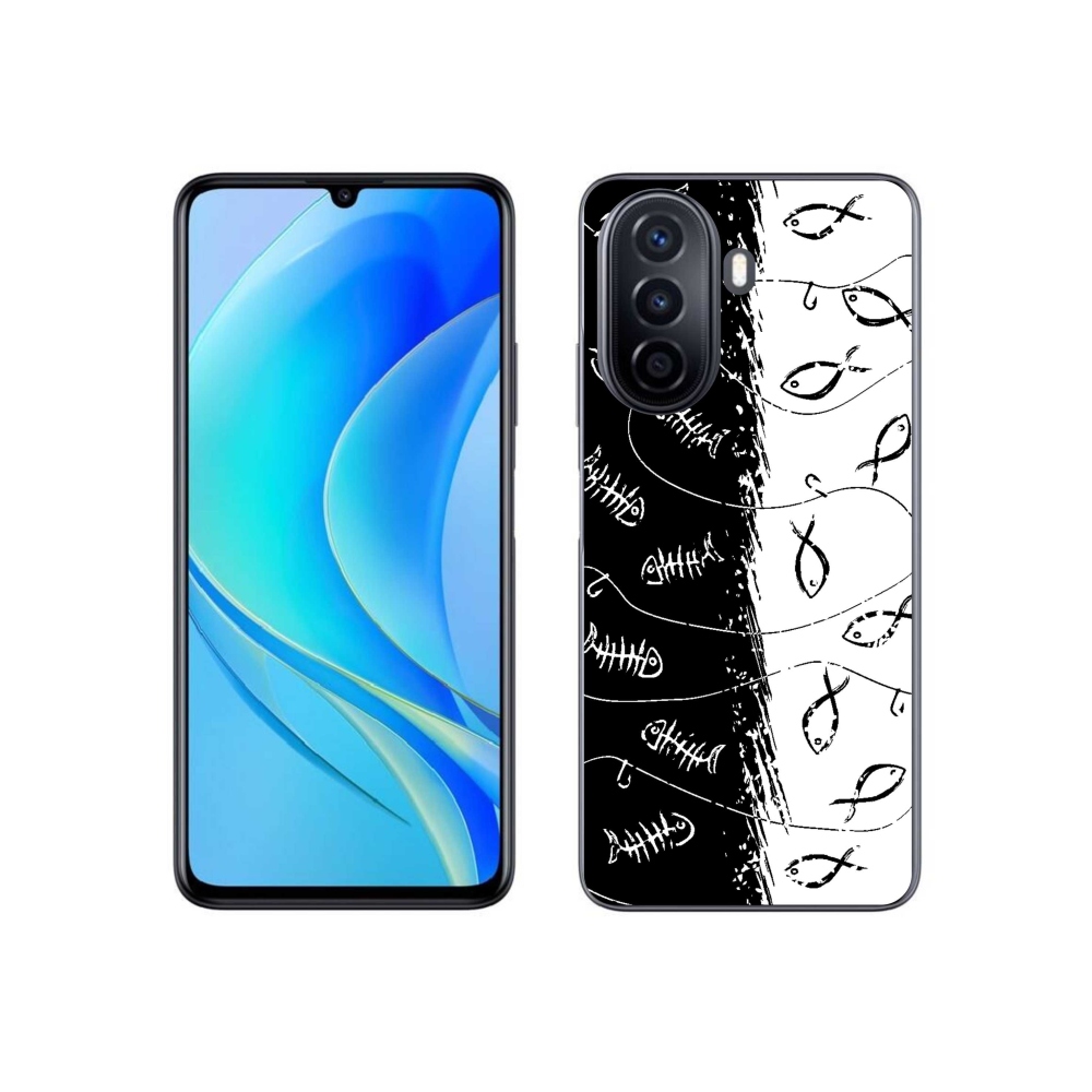 Gél borító mmCase a Huawei Nova Y70-hez - csontvázak és halak
