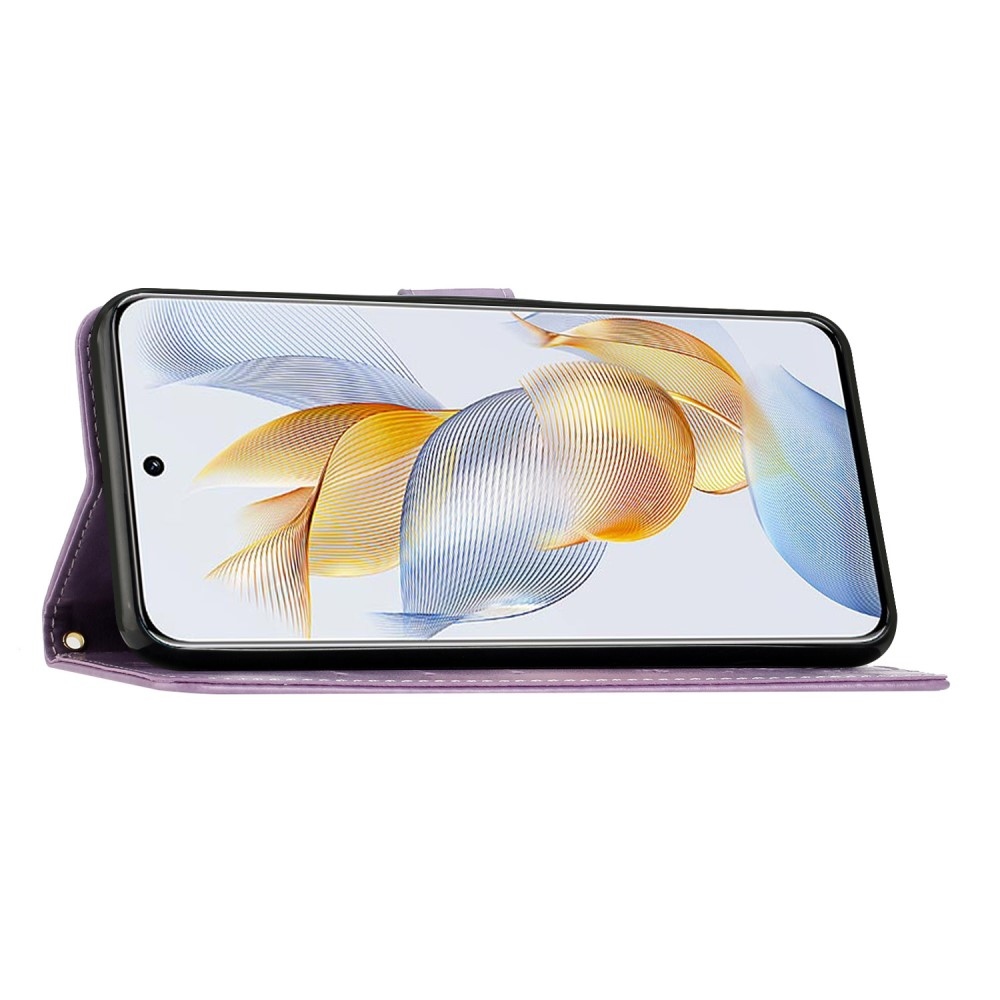 Virágok könyvtáska a Honor 90-hez - világos lila