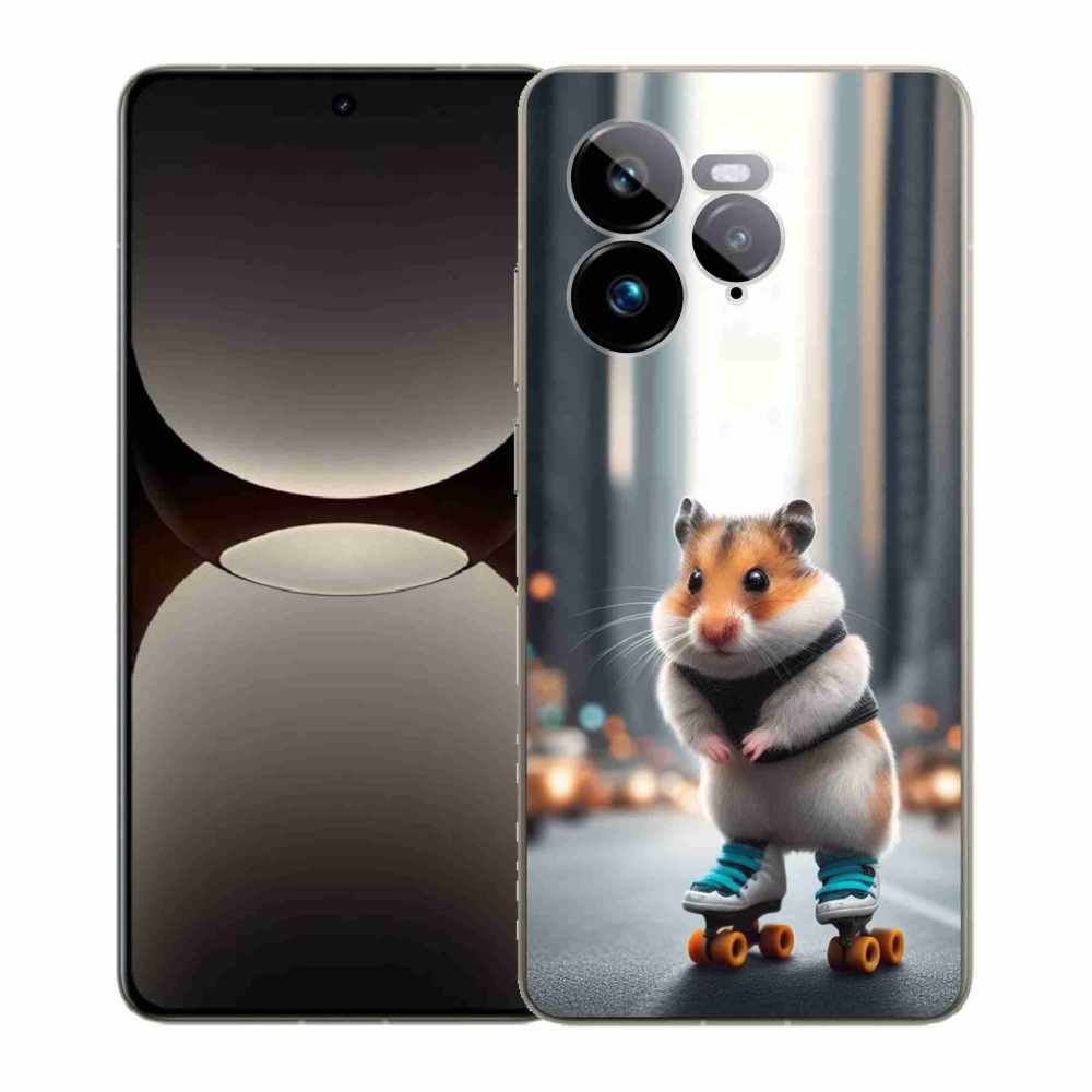 Gél borítás mmCase a Realme GT 7 Pro 5G számára - hörcsög a korcsolyán