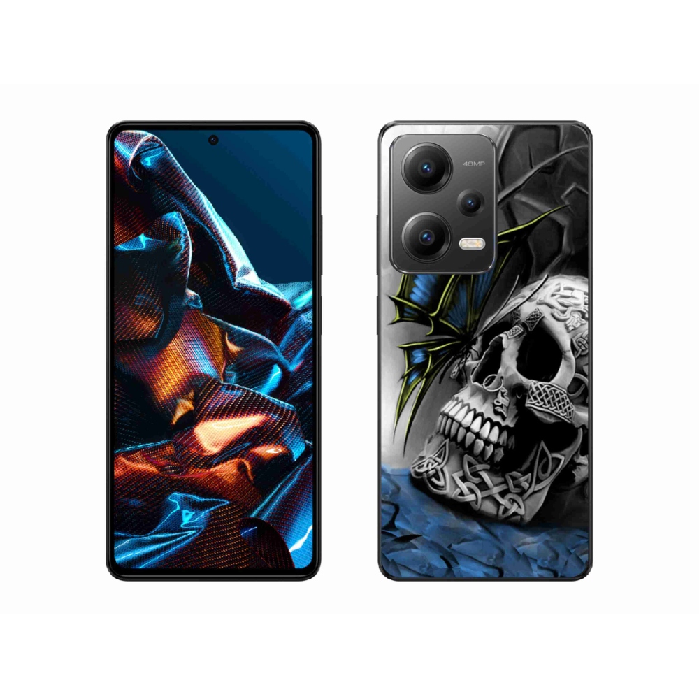 Gél borítás mmCase a Xiaomi Redmi Note 12 Pro 5G számára - pillangó és koponya