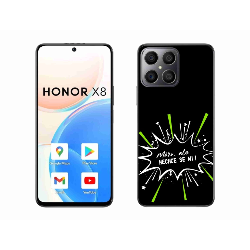 Gél borító mmCase a Honor X8 4G készülékhez - vicces szöveg 11 fekete háttér