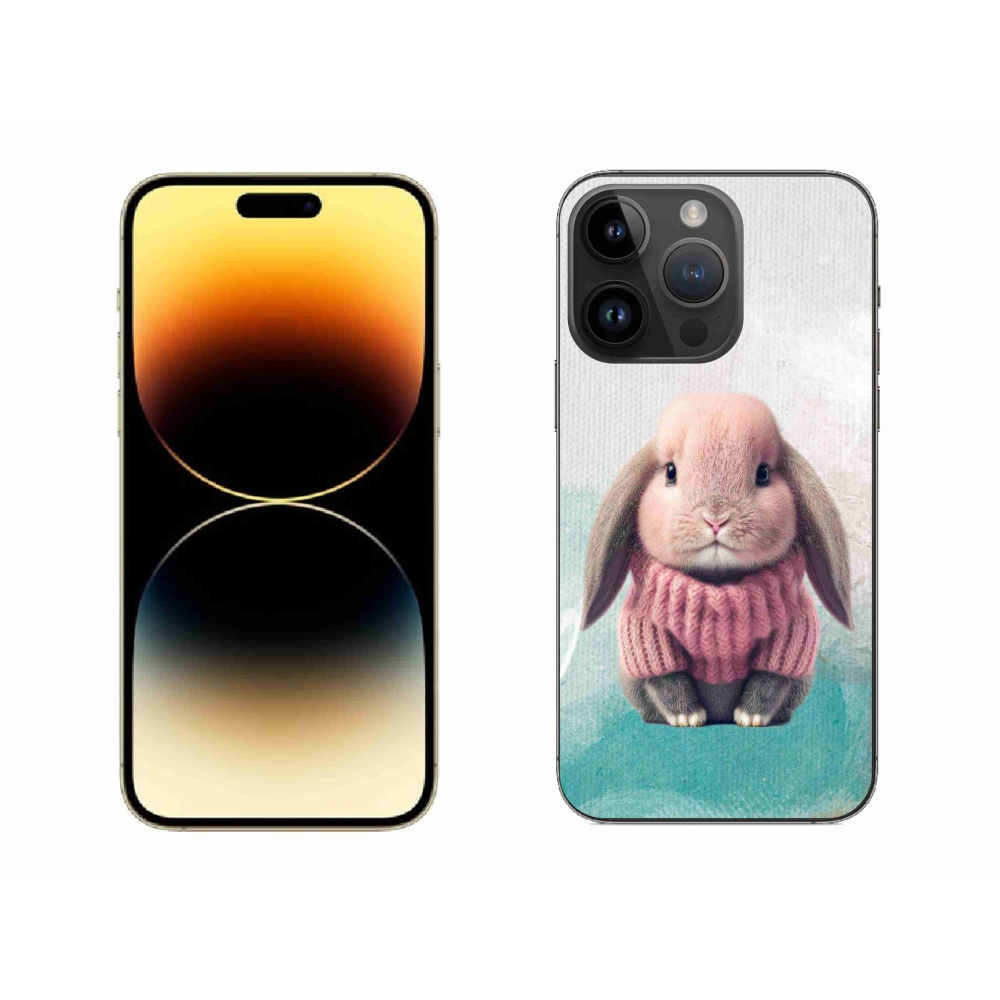 Zselés borítás mmCase iPhone 14 Pro Max készülékhez - nyúl pulóverben