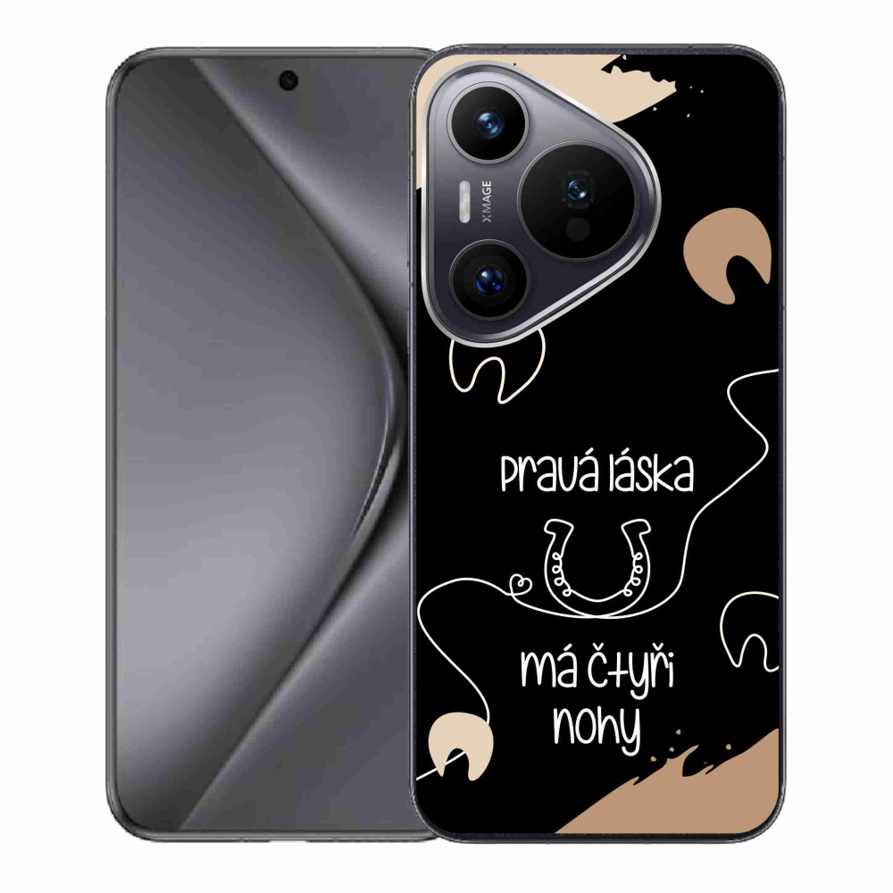 Gél borító mmCase a Huawei Pura 70 készülékhez - ló motívum fekete háttérrel