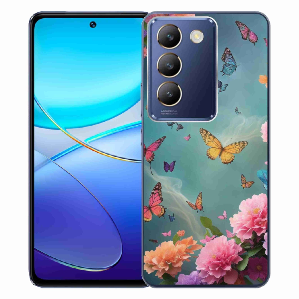 Gél borító mmCase a Vivo V40 SE 4G/5G készülékhez - színes virágok és pillangók