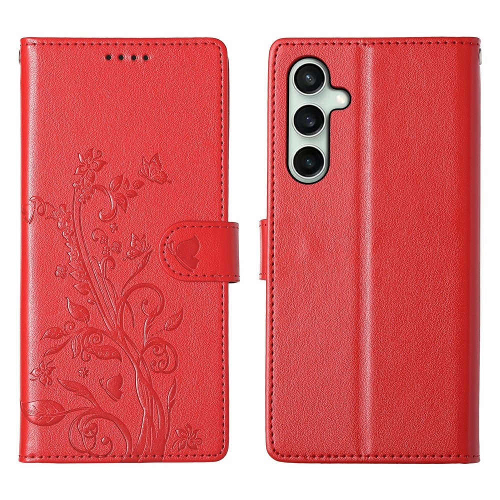 Virágok könyv tok Samsung Galaxy S25 FE készülékhez - piros