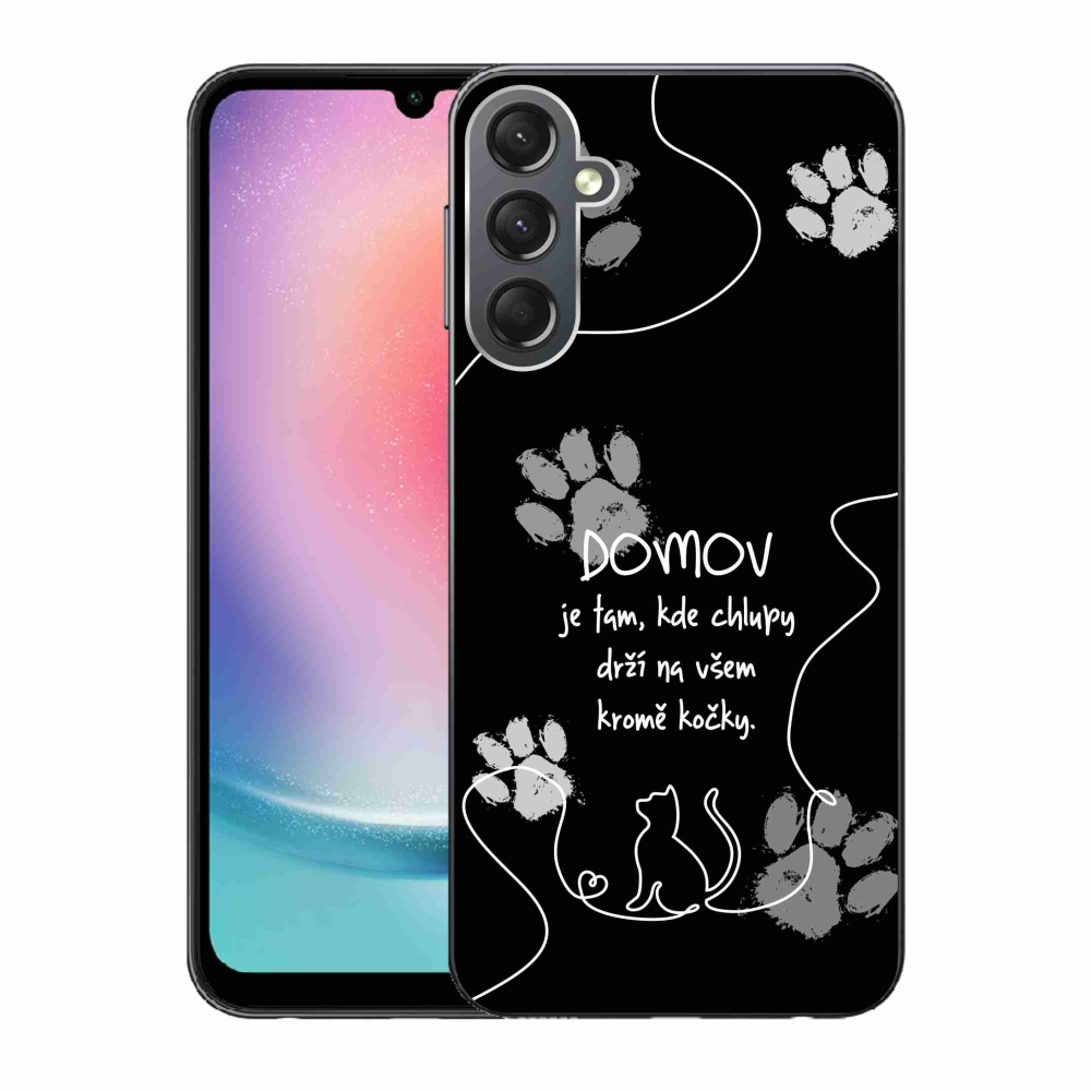 Gél borító mmCase Samsung Galaxy A24 készülékhez - macska motívum fekete háttér