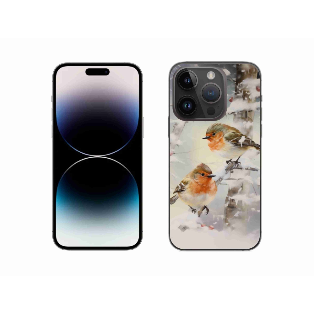 Zselés borítás mmCase iPhone 14 Pro készülékhez - madarak télen