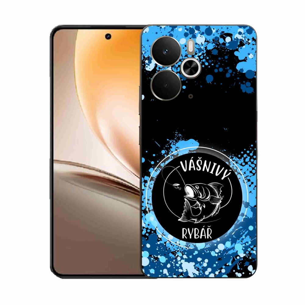 Gél borító mmCase a Realme 14 5G/14T 5G készülékhez - szenvedélyes halász fekete háttérrel