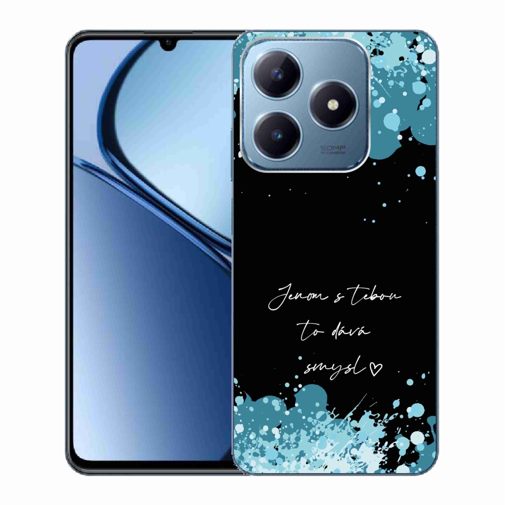 Gél borító mmCase a Realme C63 készülékhez - szerelmes szöveg fekete háttérrel