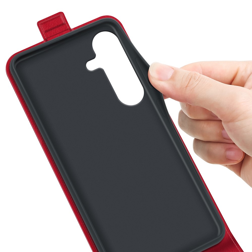 Függőleges könyvtáska Samsung Galaxy S25 készülékhez - piros