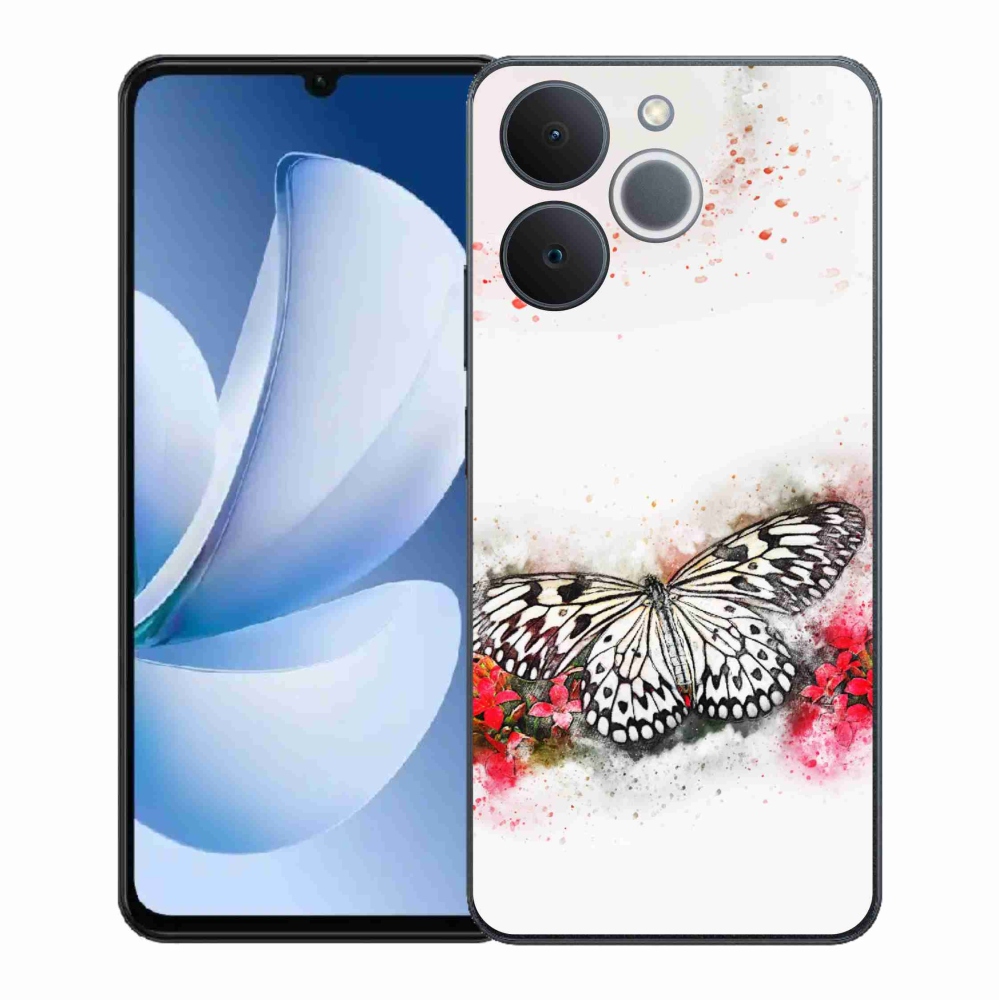 Zselés borítás mmCase a Realme Note 70T készülékhez - fekete-fehér pillangó