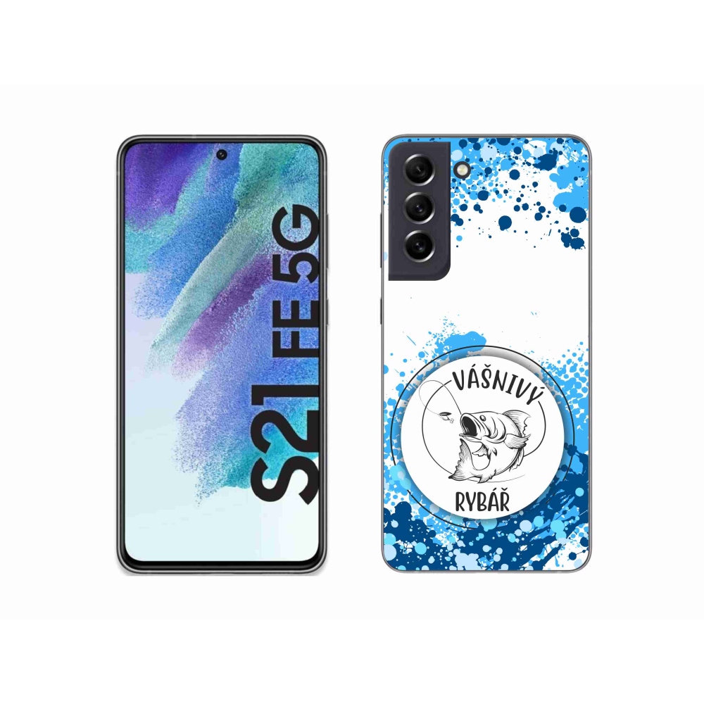 Gél borítás mmCase Samsung Galaxy S21 FE 5G - szenvedélyes halász fehér háttérrel