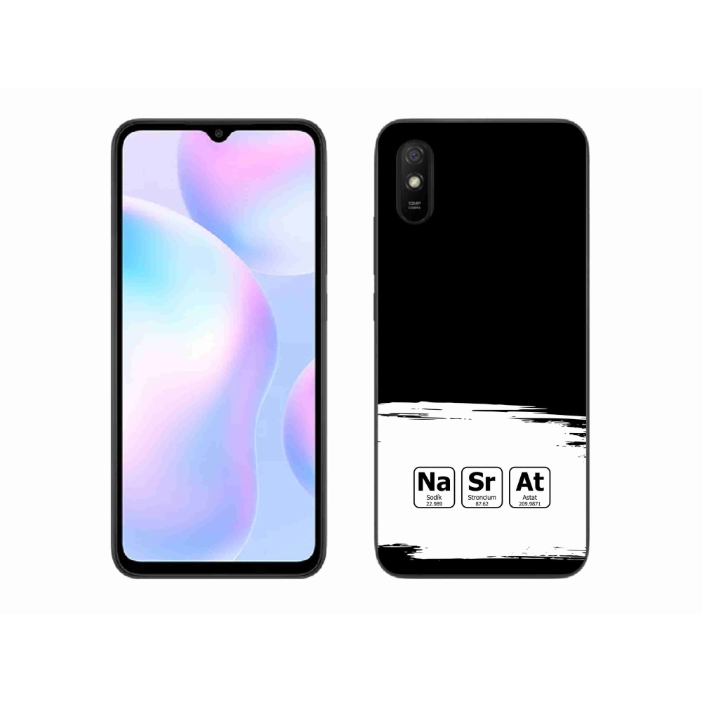 Gél borító mmCase a Xiaomi Redmi 9A számára - kémiai elemek fehér és fekete háttérrel