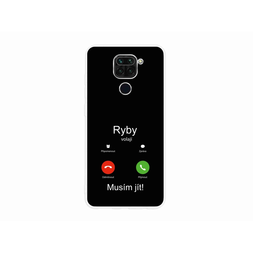 Gél borító mmCase a Xiaomi Redmi Note 9-hez - hal hívás fekete háttérrel