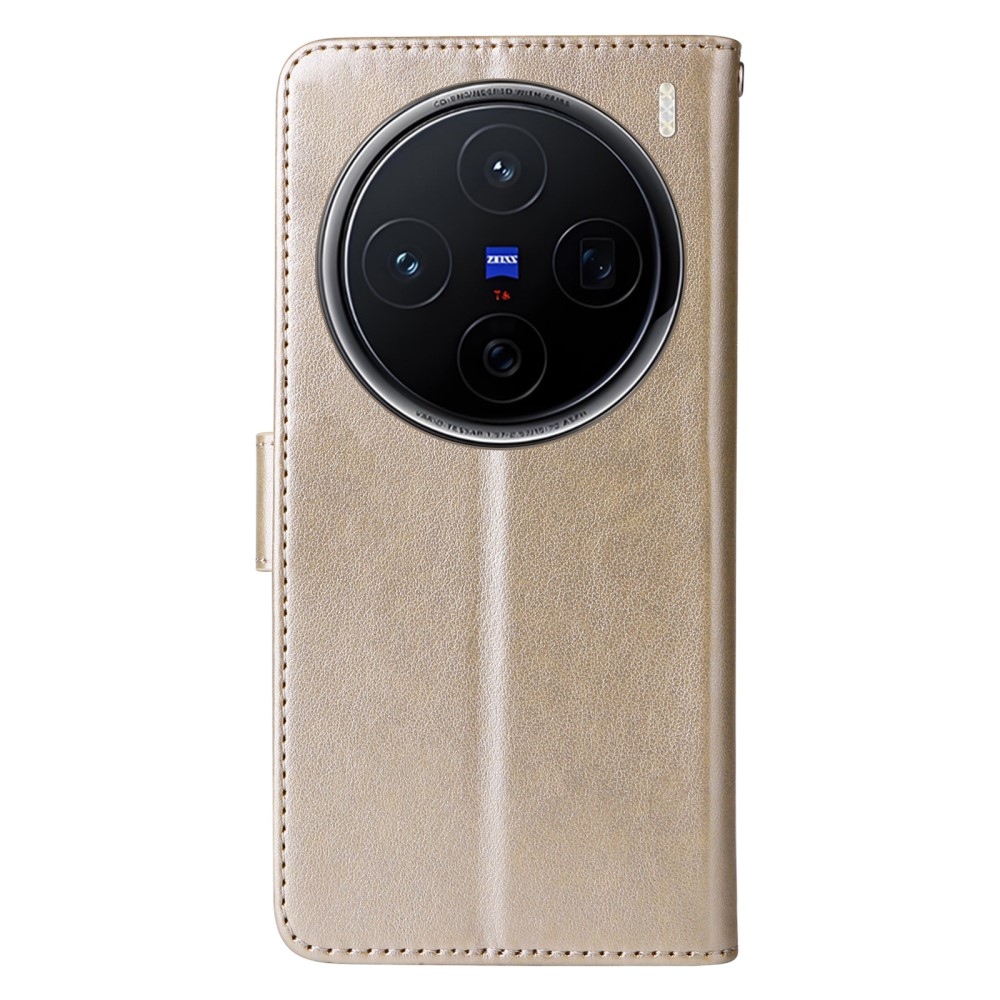 Virágos könyv tok a Vivo X200 5G-hez - arany színű