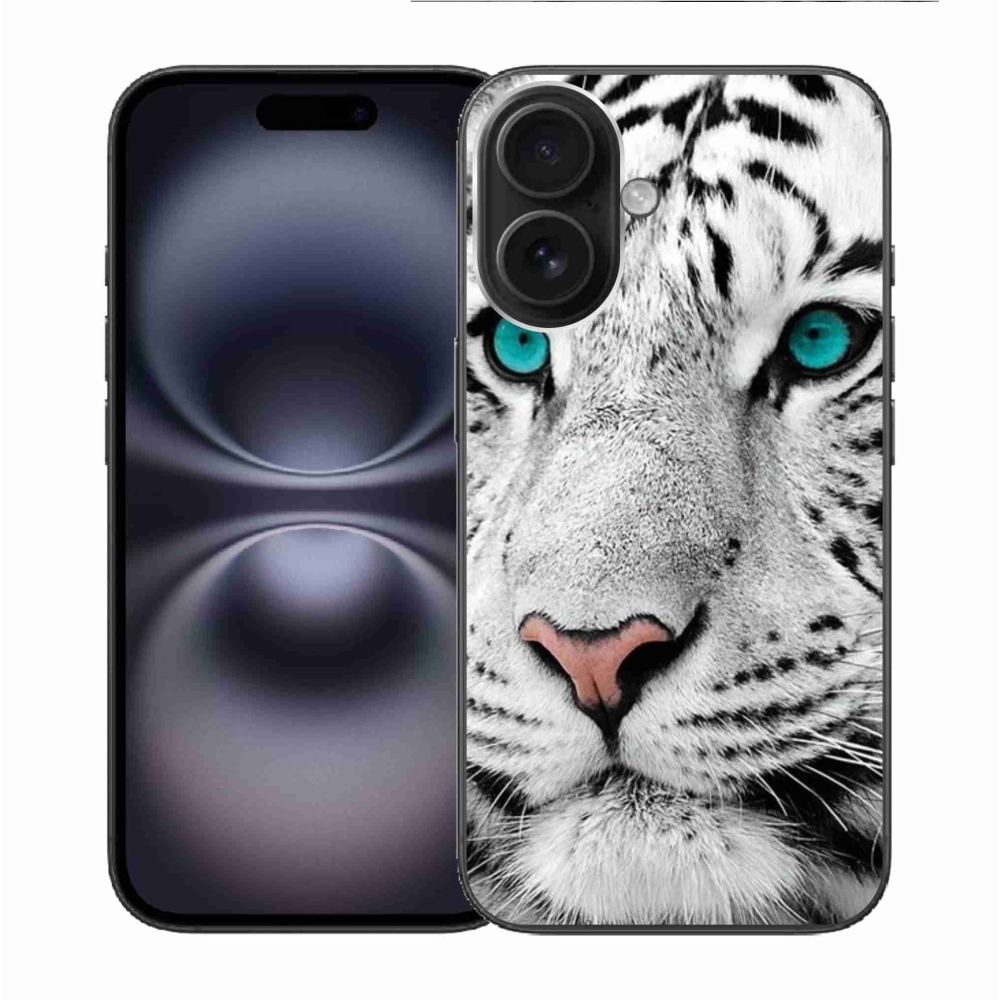 Zselés borítás mmCase iPhone 16 készülékhez - fehér tigris