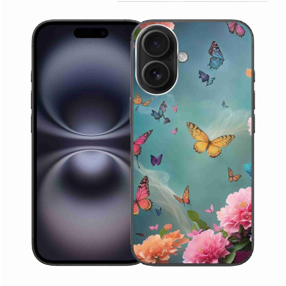 Gél borítás mmCase iPhone 16 készülékhez - színes virágok és pillangók