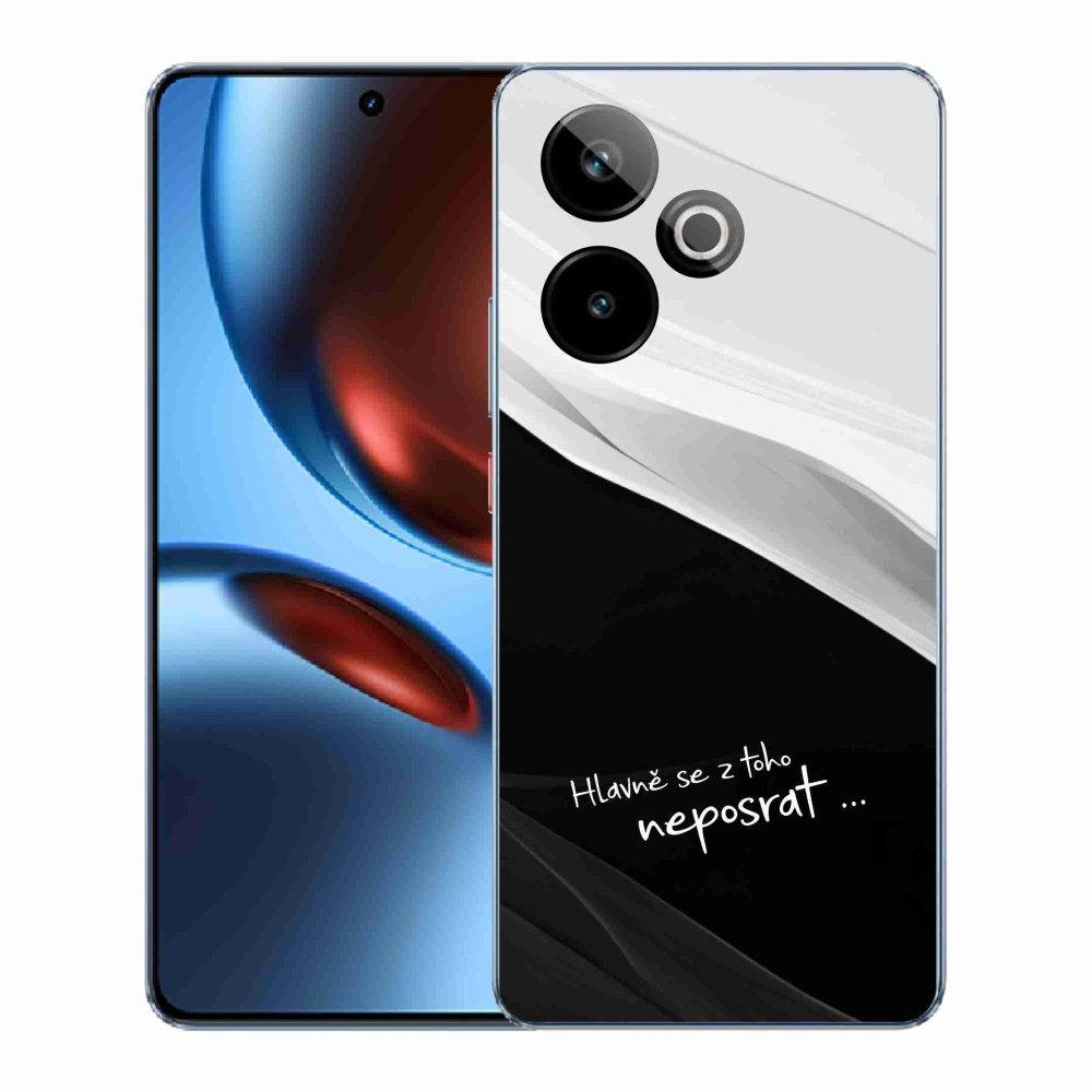 Rugalmas gél tok mmCase képzeletbeli Realme GT 7 5G/GT 7T 5G - vicces szöveg 13 fekete-fehér háttérrel