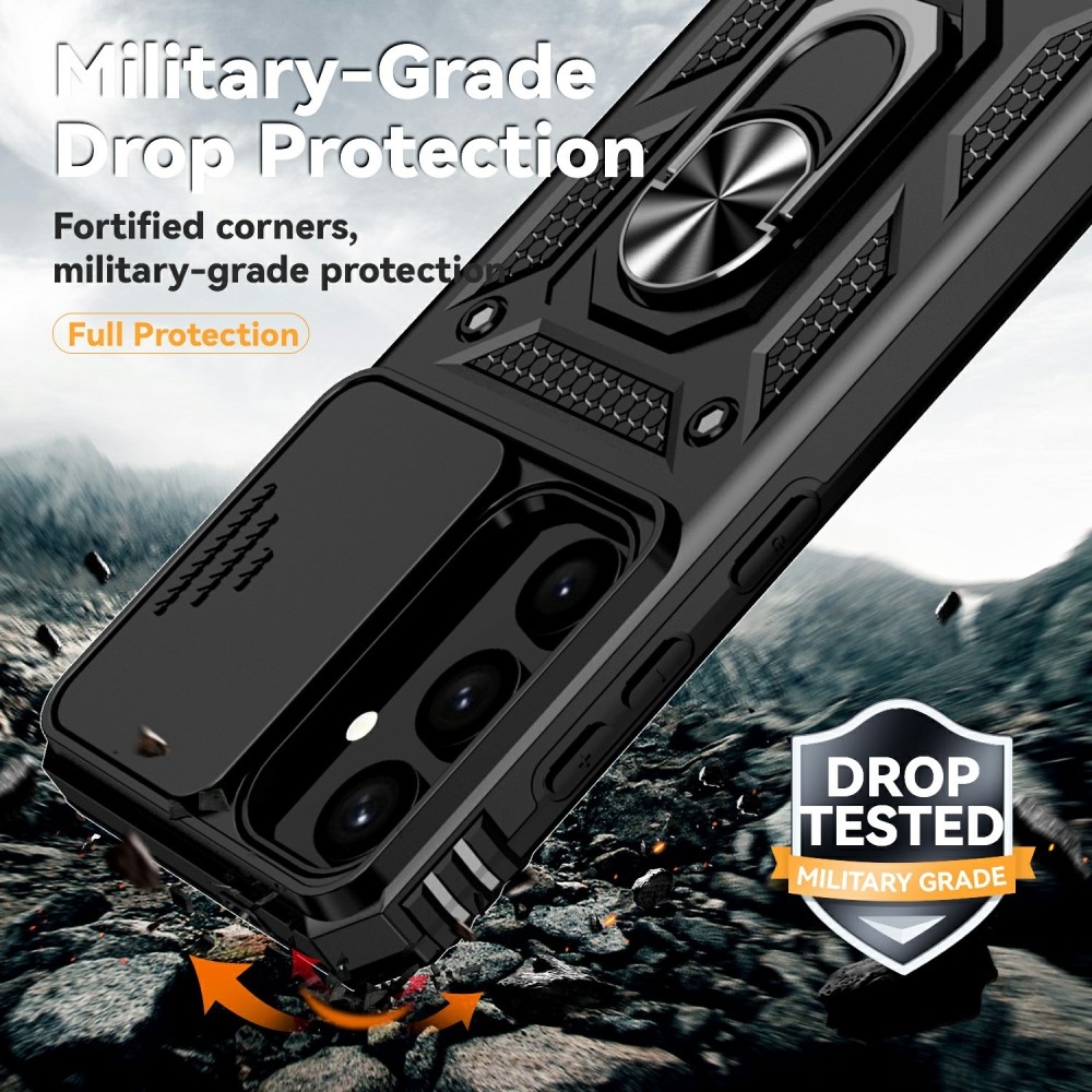 Gyűrűálló borítás Samsung Galaxy S25+ készülékhez - fekete