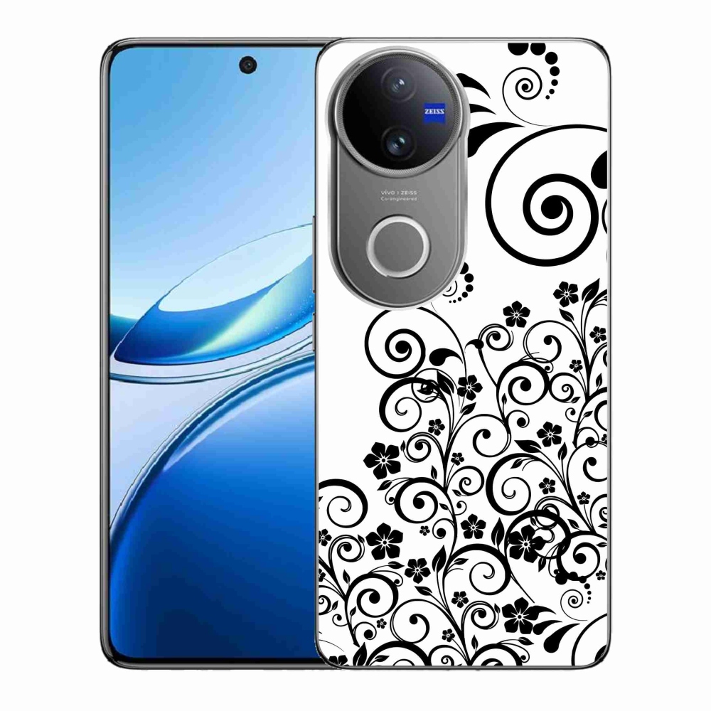 Gél borítás mmCase a Vivo V50 5G-n - fekete és fehér virágminták