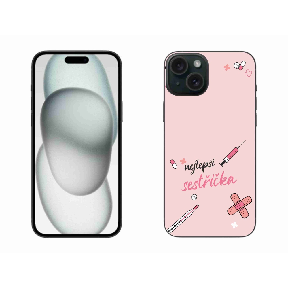 Gél borítás mmCase iPhone 15 Plus készülékhez - legjobb kishúg rózsaszín háttérrel