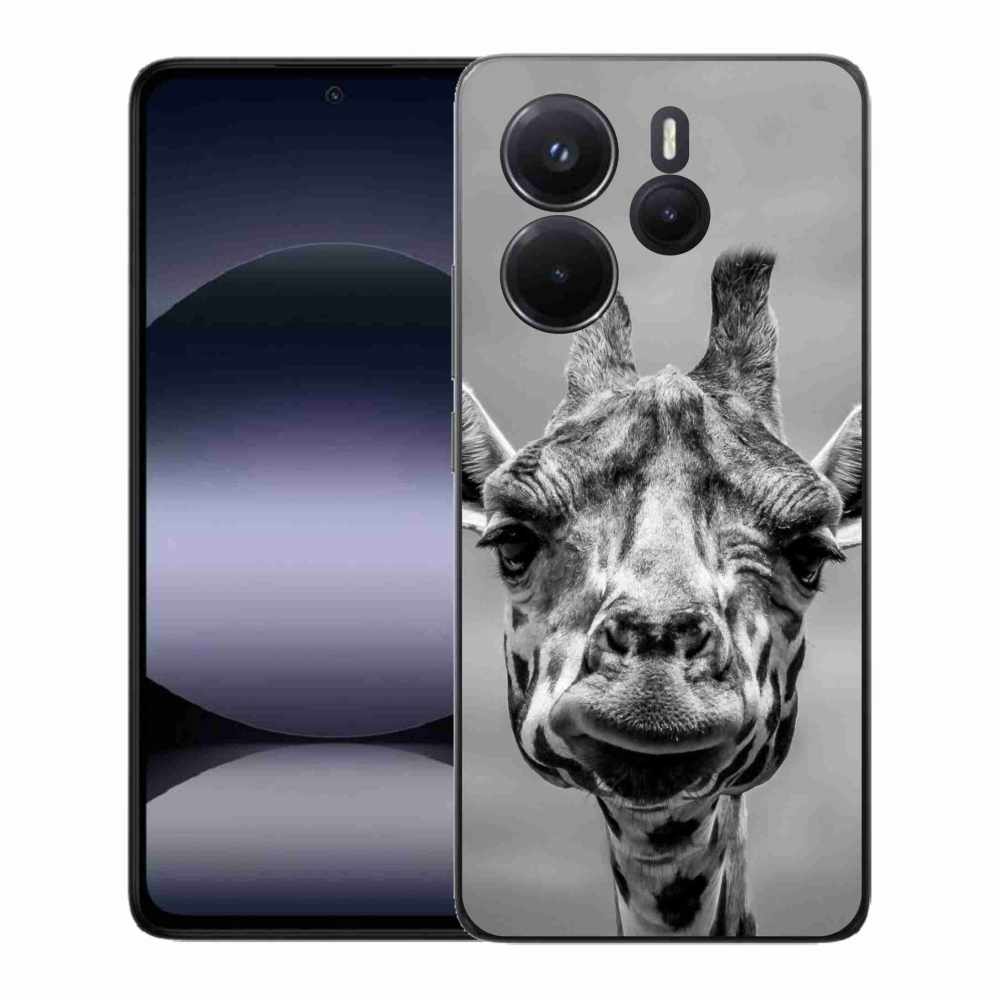 Gél borítás mmCase a Xiaomi Redmi Note 14-hez - fekete-fehér zsiráf