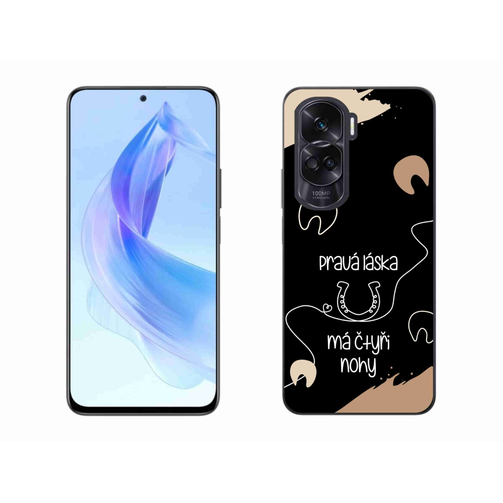 Gél borító mmCase a Honor 90 Lite készülékhez - ló motívum fekete háttérrel