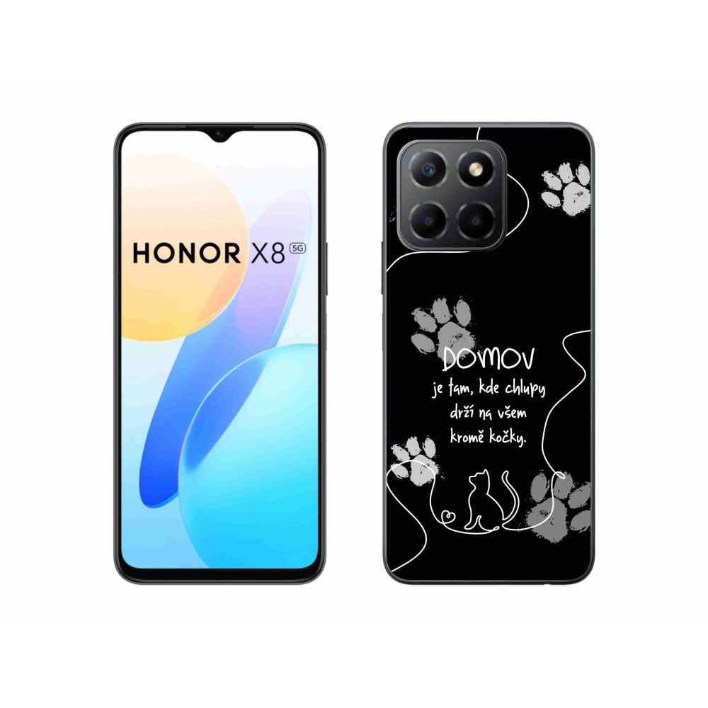 Gél borító mmCase a Honor X8 5G/Honor 70 Lite 5G készülékhez - macska motívum fekete háttérrel