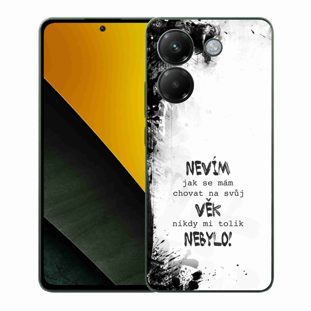 Gél borító mmCase a Xiaomi Poco M7 Pro 5G számára - vicces szöveg 14 fehér háttér