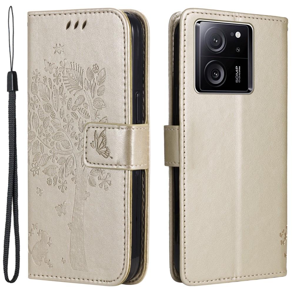 Fa könyv tok Xiaomi 13T/13T Pro-hoz - arany színű
