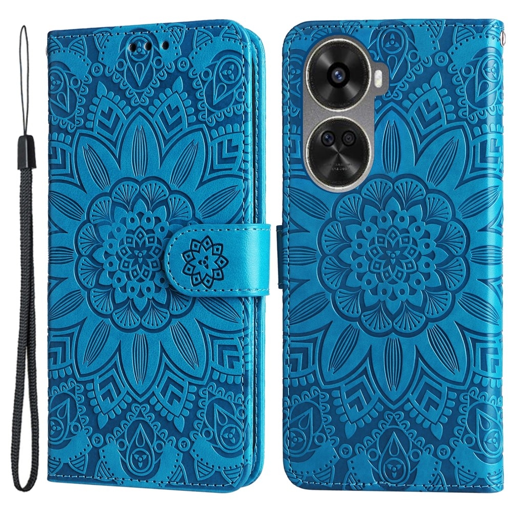 Napraforgó könyvtáska Huawei Nova 12 SE-hez - kék