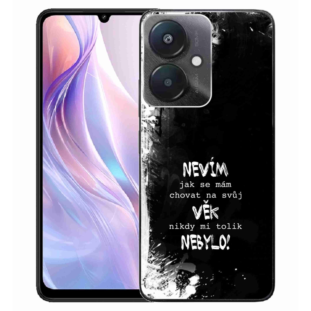 Gél borító mmCase a Xiaomi Redmi 13C 5G-hez - vicces szöveg 14 fekete háttérrel