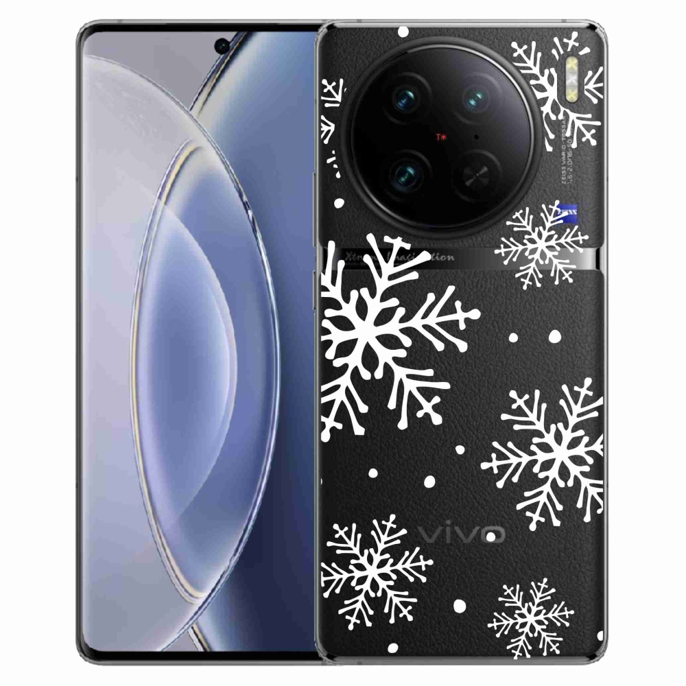 Gél borítás mmCase a Vivo X90 Pro készülékre - fehér pelyhek átlátszó háttéren