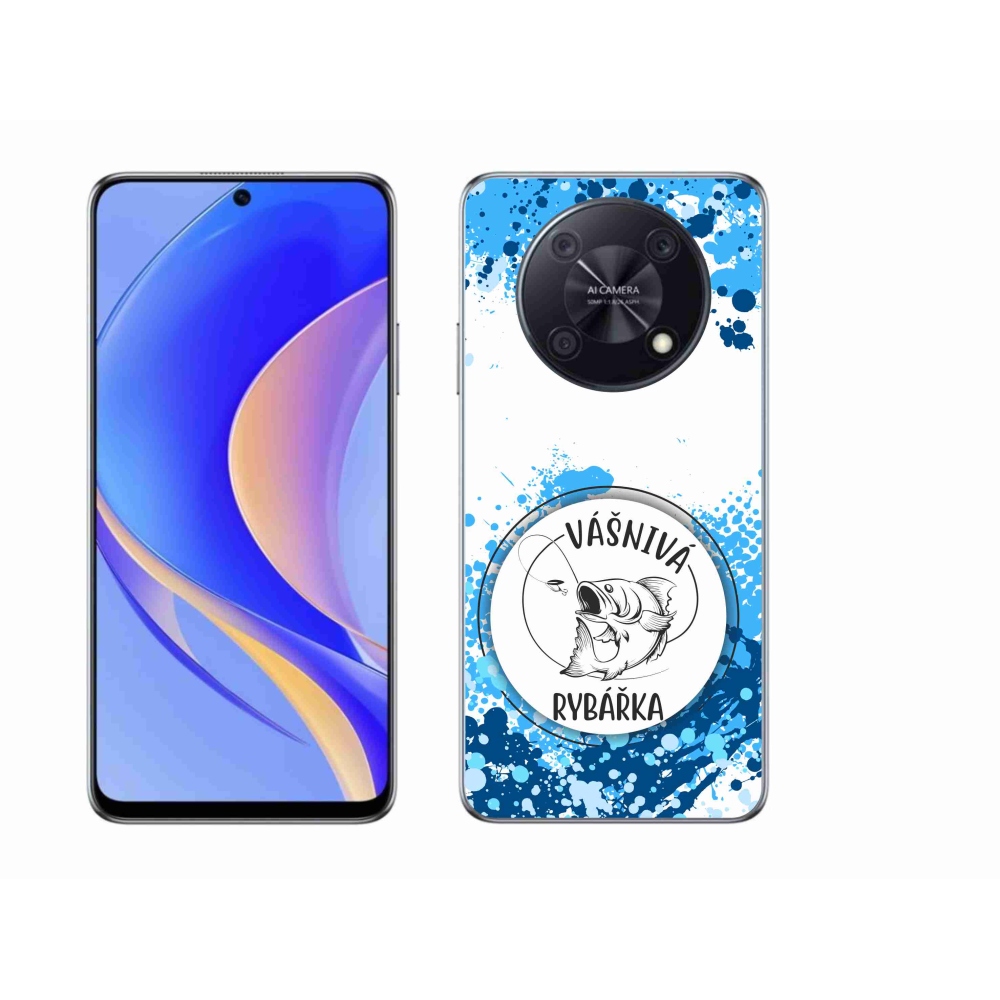 Gél borító mmCase a Huawei Nova Y90 készülékhez - szenvedélyes halász fehér háttérrel