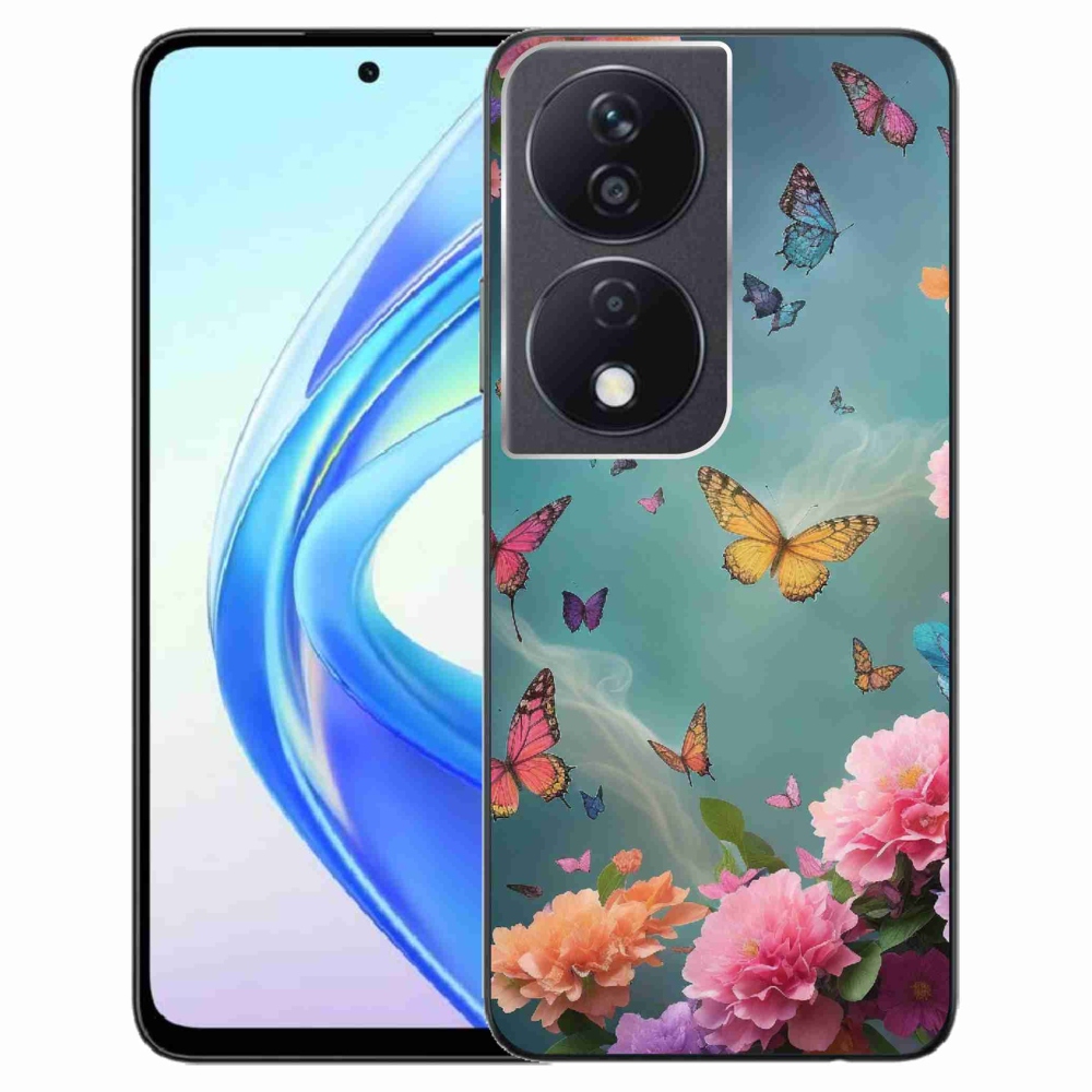 Zselés borítás mmCase a Honor X7b/Honor 90 Smart készülékhez - színes virágok és pillangók