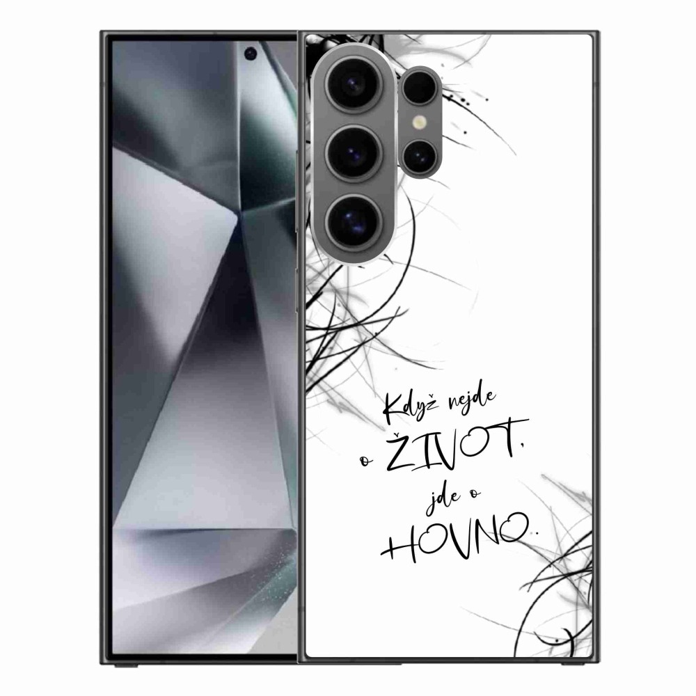 Gél borító mmCase Samsung Galaxy S24 Ultra készülékhez - vicces szöveg 16 fehér háttér