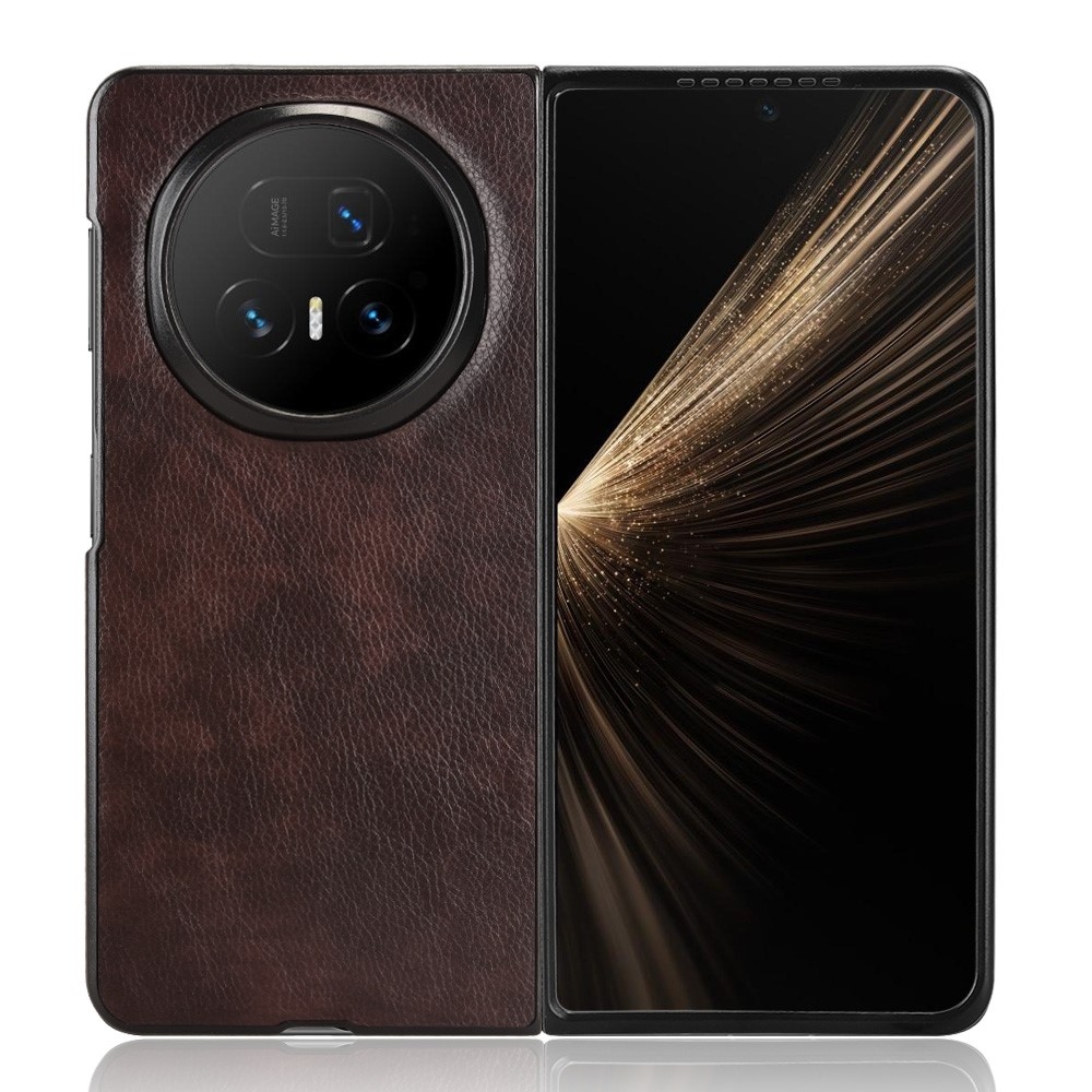 Vintages műanyag tok műbőrrel Honor Magic V5-hez - barna