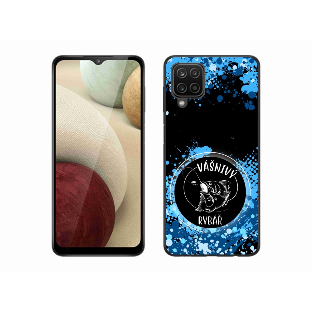 Gél borítás mmCase Samsung Galaxy A12 - szenvedélyes halász fekete háttérrel