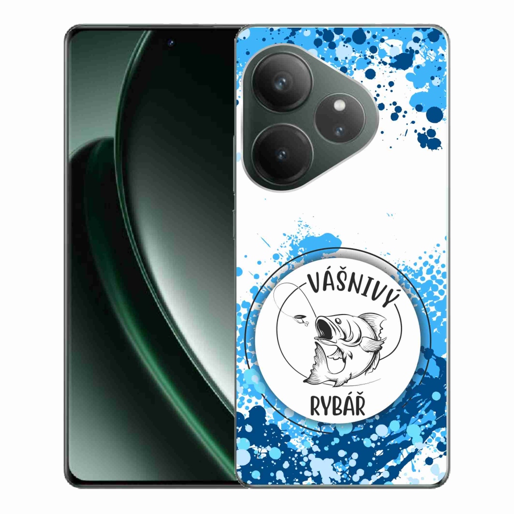 Gél borító mmCase a Realme GT 6 5G/GT 6T 5G számára - szenvedélyes halász fehér háttérrel