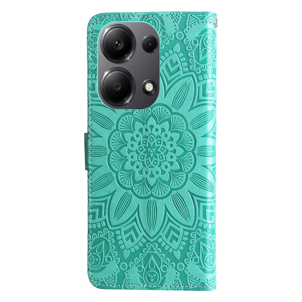 Napraforgó könyv tok Xiaomi Redmi Note 14S/Note 13 Pro 4G/Poco M6 Pro - teal színű