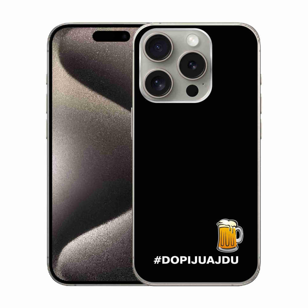 Gél borítás mmCase iPhone 15 Pro készülékhez - sör motívum 1 fekete háttér