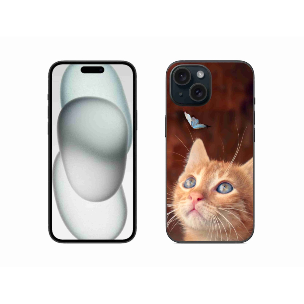 Gél borítás mmCase iPhone 15 készülékhez - pillangó és cica