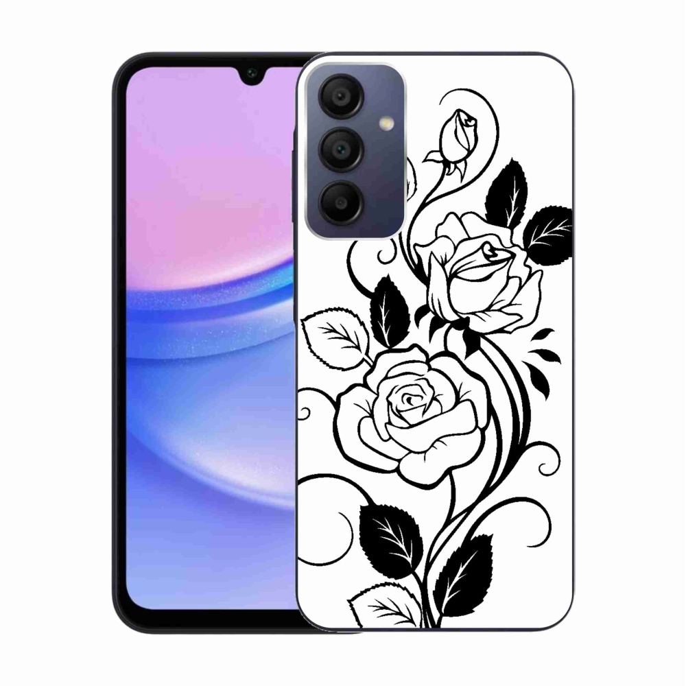 Zselés borítás mmCase Samsung Galaxy A15 4G/5G - fekete és fehér rózsa