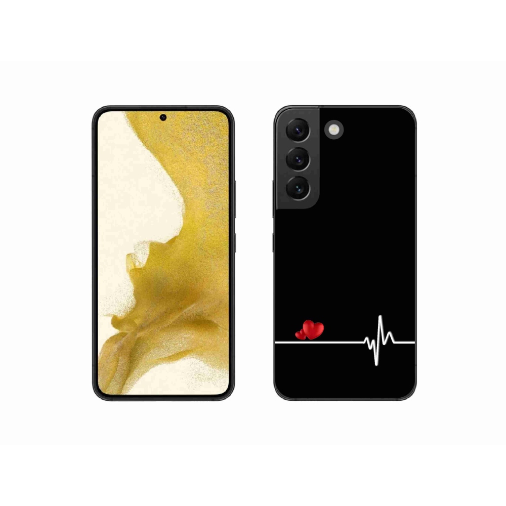 Gél borító mmCase Samsung Galaxy S22 5G - szív és szívverés fekete háttérrel