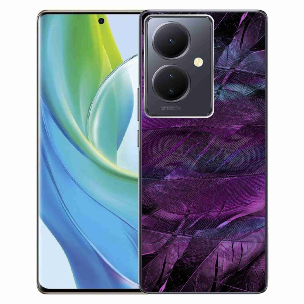 Gél védőhuzat mmCase a Vivo V29 Lite 5G-hez - lila tollak