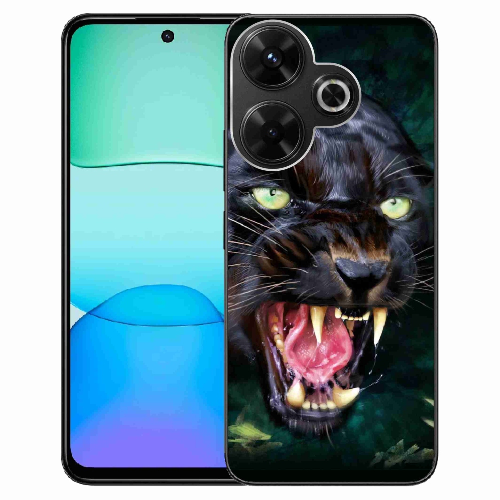 Gél borítás mmCase a Xiaomi Redmi 13 4G/Poco M6 4G - dühös fekete párduchoz