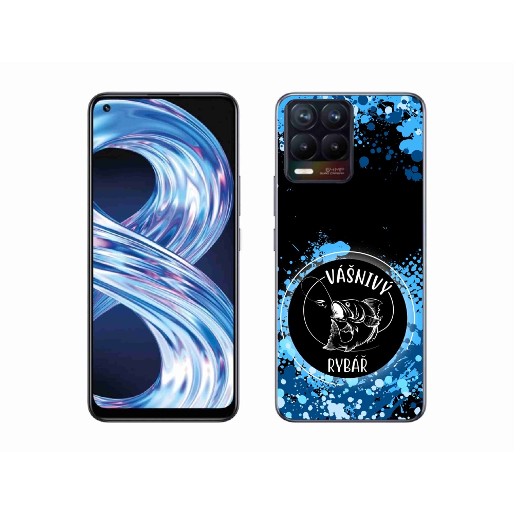 Gél borító mmCase a Realme 8 4G-n - szenvedélyes halász fekete háttérrel